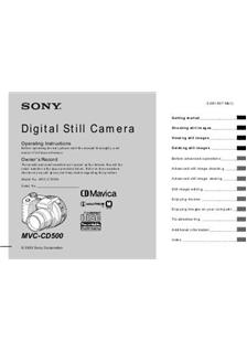 Sony MVC CD 500 manual. Camera Instructions.